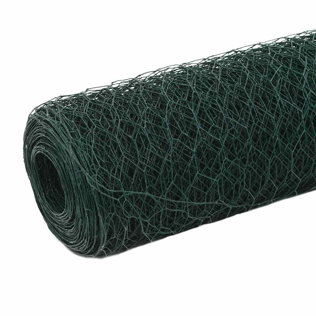 Recinzione in Rete per Pollaio in Acciaio e PVC 25x1,5 m Verde | homemem39
