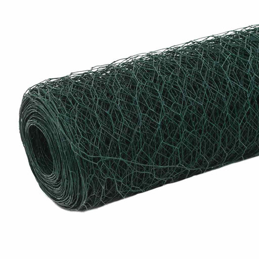 Recinzione in Rete per Pollaio in Acciaio e PVC 25x1,5 m Verde | homemem39