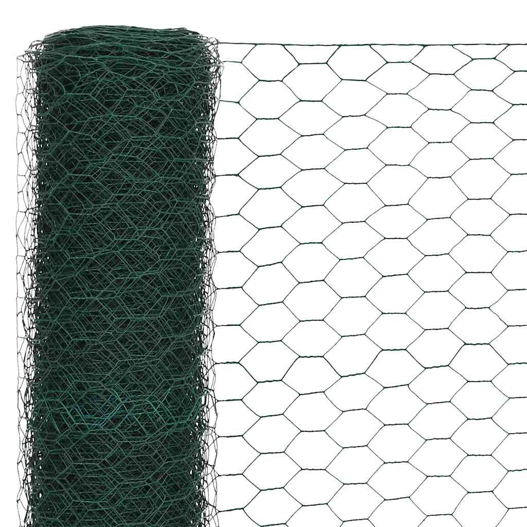 Recinzione in Rete per Pollaio in Acciaio e PVC 25x1,2 m Verde | homemem39
