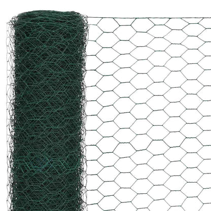 Recinzione in Rete per Pollaio in Acciaio e PVC 25x1,2 m Verde | homemem39