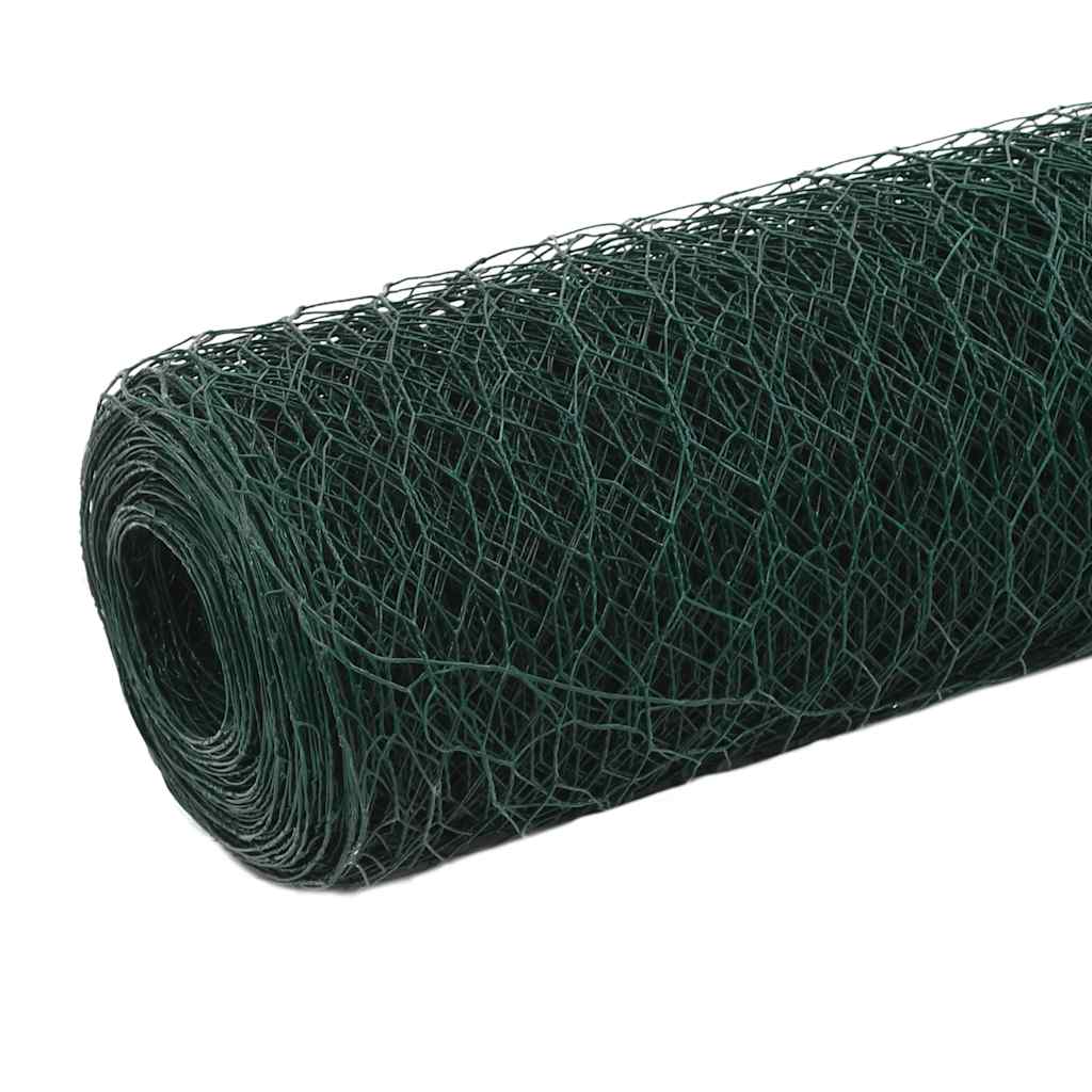 Recinzione in Rete per Pollaio in Acciaio e PVC 25x1,5 m Verde | homemem39