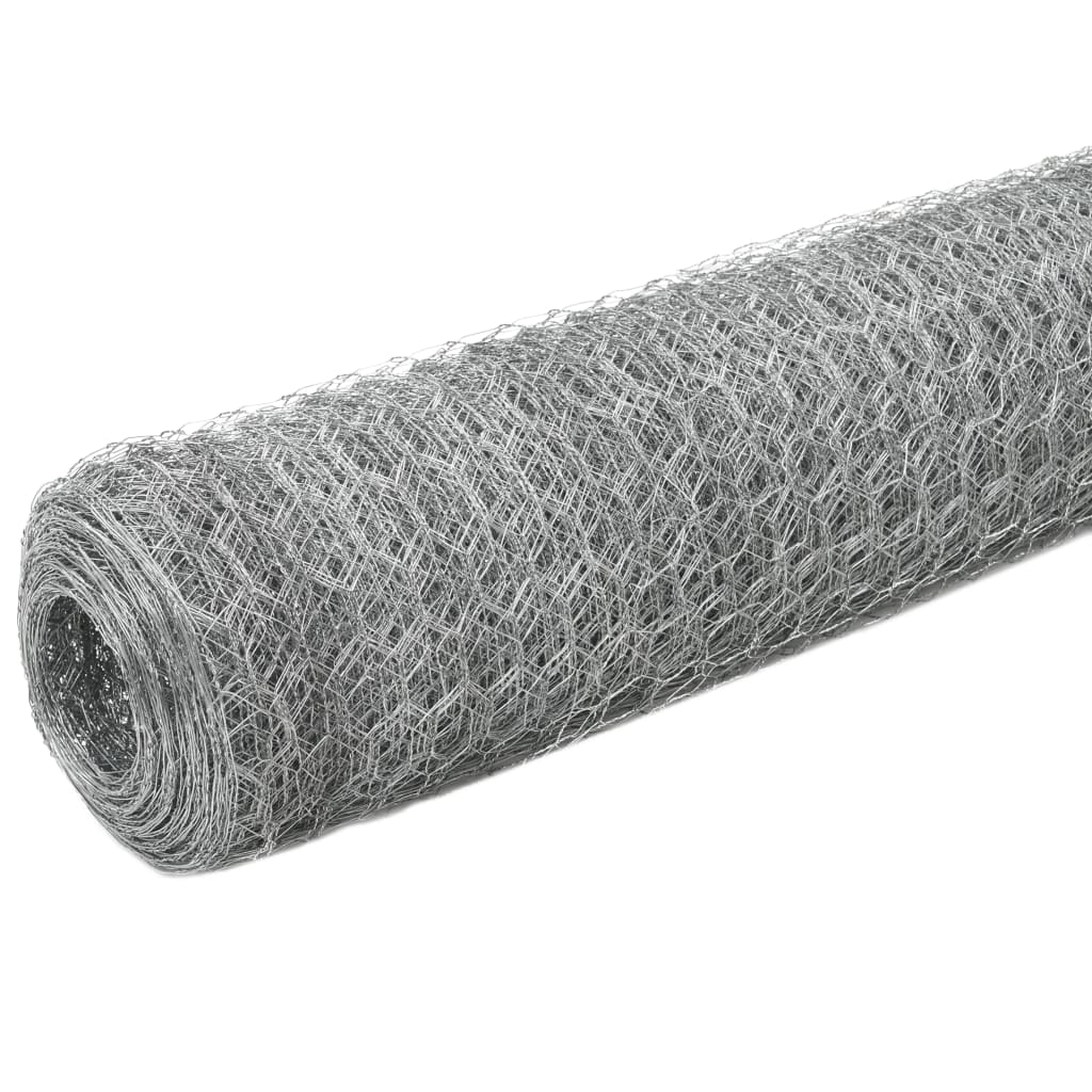 Recinzione in Rete per Pollaio Acciaio Zincato 25x1,2 m Argento | homemem39