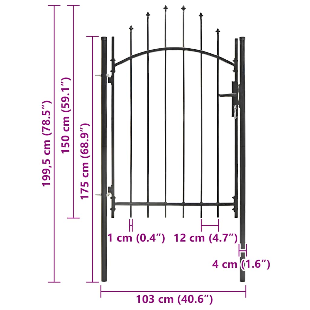 Cancello da Giardino Woerden in Acciaio 1x1,5 m Nero | homemem39