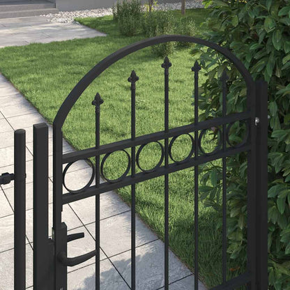 Cancello per recinzione ASSEN con parte superiore ad arco in acciaio 102x125 cm Nero | homemem39