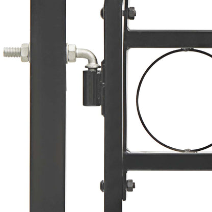 Cancello per recinzione ASSEN con parte superiore ad arco in acciaio 102x125 cm Nero | homemem39