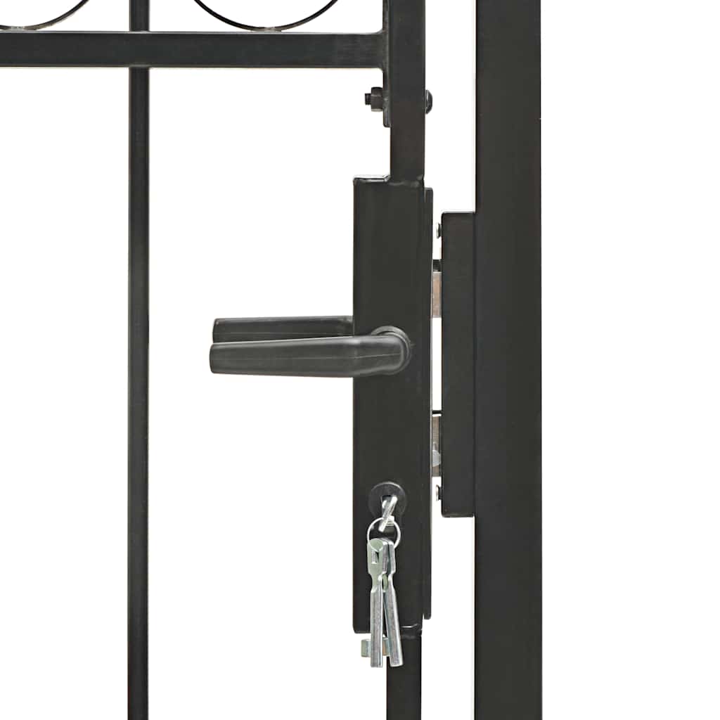 Cancello per recinzione ASSEN con parte superiore ad arco in acciaio 102x125 cm Nero | homemem39