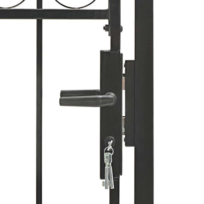 Cancello per recinzione ASSEN con parte superiore ad arco in acciaio 102x125 cm Nero | homemem39