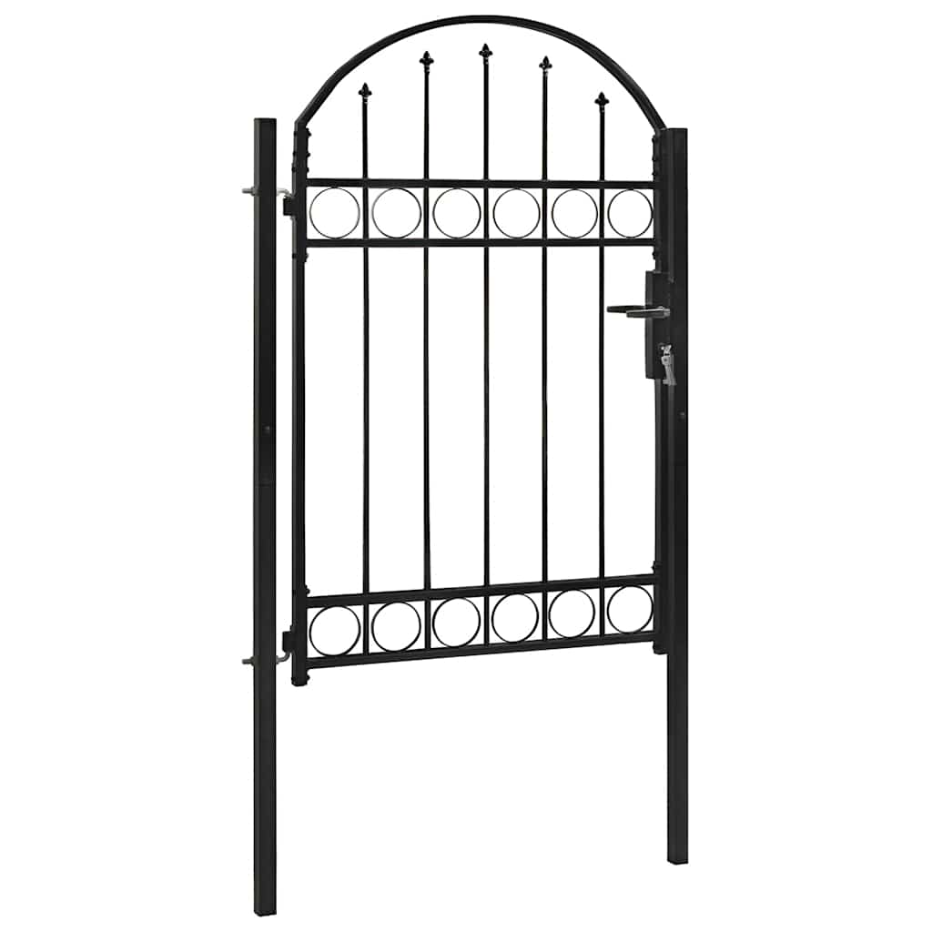 Cancello per recinzione ASSEN con parte superiore ad arco in acciaio 102x150 cm Nero | homemem39