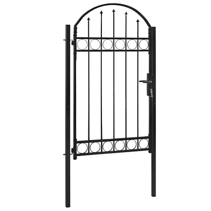 Cancello per recinzione ASSEN con parte superiore ad arco in acciaio 102x175 cm Nero | homemem39