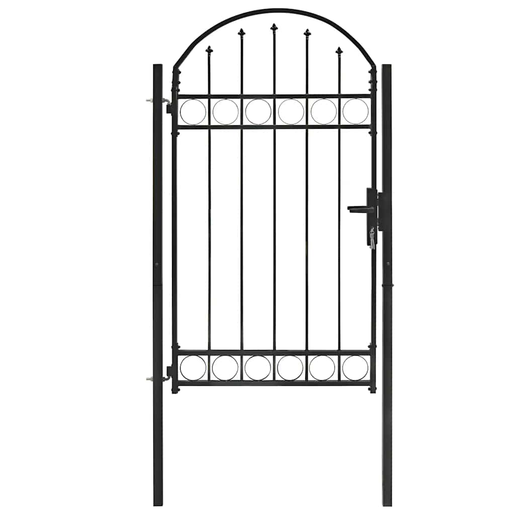 Cancello per recinzione ASSEN con parte superiore ad arco in acciaio 102x175 cm Nero | homemem39