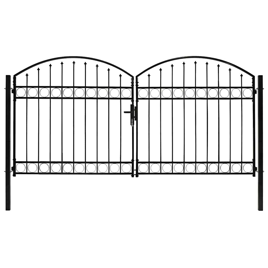 Cancello per recinzione ASSEN a doppia anta con parte superiore ad arco in acciaio 300x125 cm