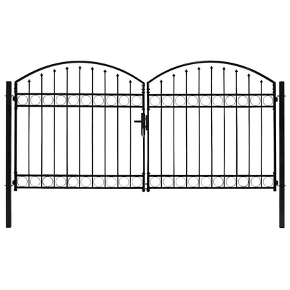 Cancello per recinzione ASSEN a doppia anta con parte superiore ad arco in acciaio 300x125 cm