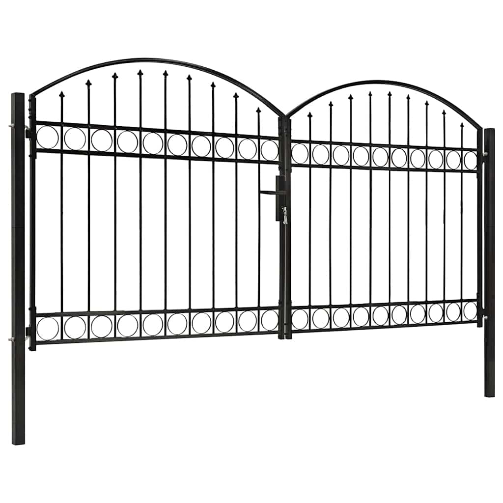 Cancello per recinzione ASSEN a doppia anta con parte superiore ad arco in acciaio 300x150 cm | homemem39