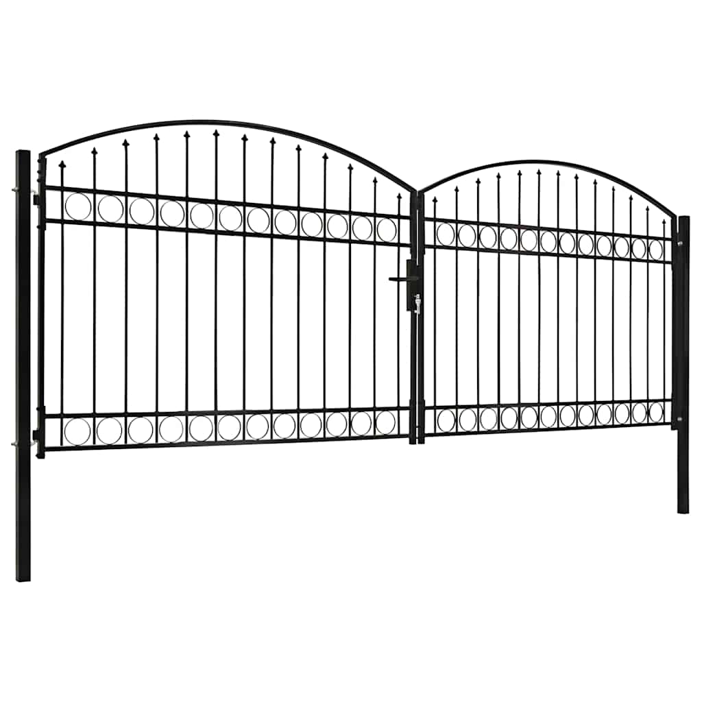 Cancello per recinzione ASSEN a doppia anta con parte superiore ad arco in acciaio 400x150 cm | homemem39