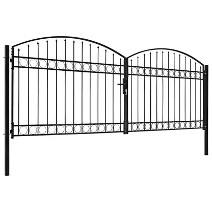 Cancello per recinzione ASSEN a doppia anta con parte superiore ad arco in acciaio 400x150 cm | homemem39