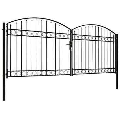Cancello per recinzione ASSEN a doppia anta con parte superiore ad arco in acciaio 400x175 cm | homemem39