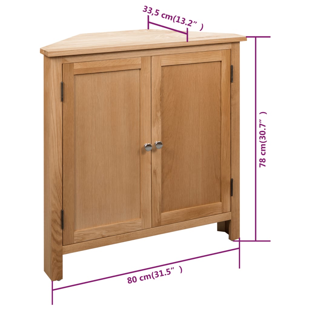 Armadietto ad Angolo 80x33,5x78 cm in Massello di Rovere