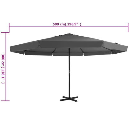 Ombrellone da Esterni con Palo in Alluminio 500 cm Antracite | homemem39