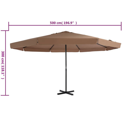 Ombrellone da Esterni con Palo in Alluminio 500 cm Grigio Talpa | homemem39