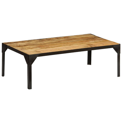 Tavolino da Salotto in Legno Massello di Mango e Acciaio 110 cm