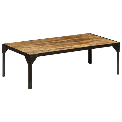 Tavolino da Salotto in Legno Massello di Mango e Acciaio 110 cm | homemem39