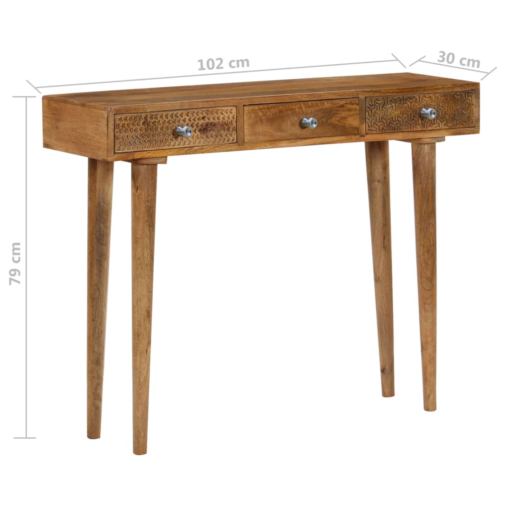 Tavolo Consolle in Legno Massello di Mango 102x30x79 cm