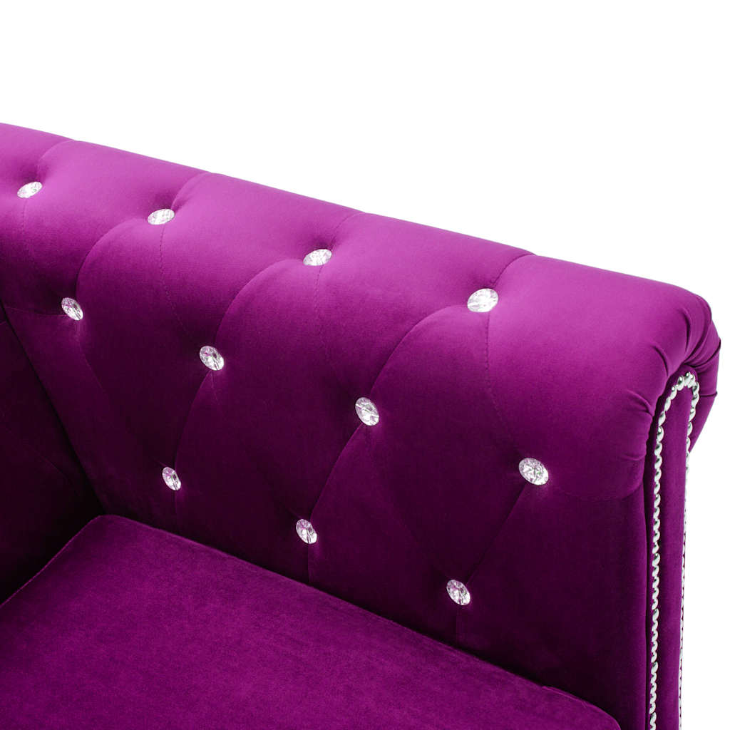 Divano Chesterfield a 3 Posti in Velluto 199x75x72 cm Viola | homemem39