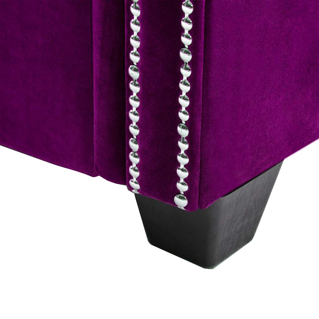 Divano Chesterfield a 3 Posti in Velluto 199x75x72 cm Viola | homemem39
