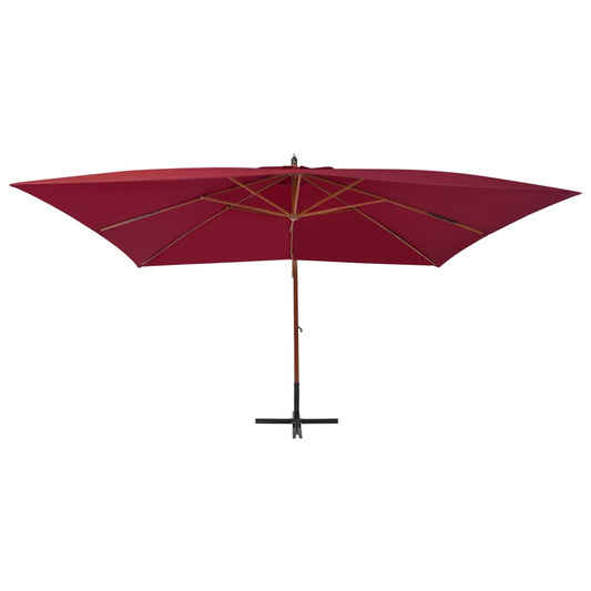 Ombrellone a Sbalzo con Palo in Legno 400x300 cm Rosso Bordeaux - homemem39
