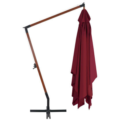 Ombrellone a Sbalzo con Palo in Legno 400x300 cm Rosso Bordeaux - homemem39
