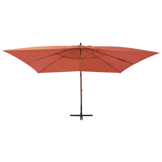 Ombrellone a Sbalzo con Palo in Legno 400x300 cm Terracotta - homemem39