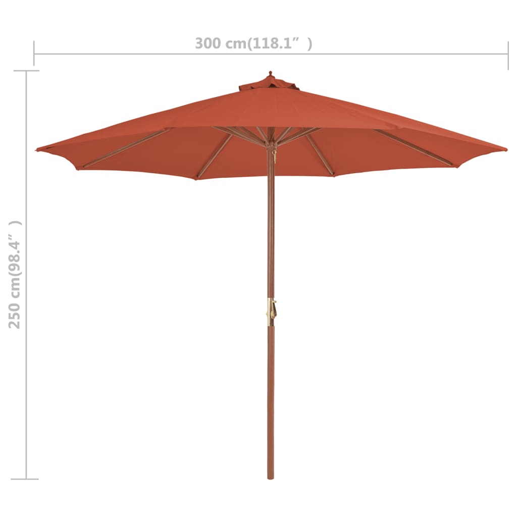 Ombrellone da Esterni con Palo in Legno 300 cm Terracotta | homemem39