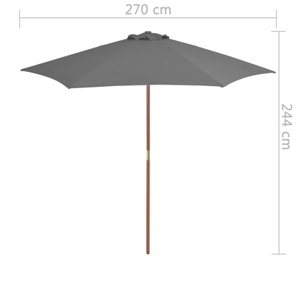 Ombrellone da Esterni con Palo in Legno 270 cm Antracite - homemem39
