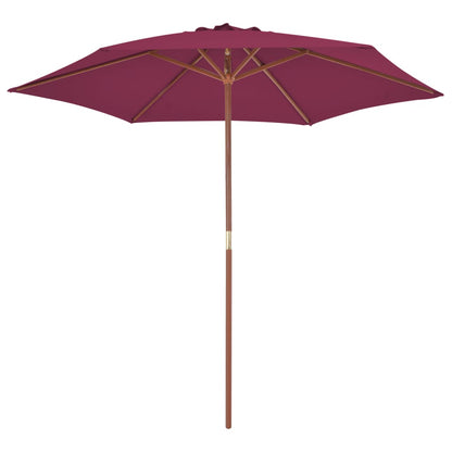 Ombrellone da Esterni con Palo in Legno 270 cm Rosso Bordeaux - homemem39