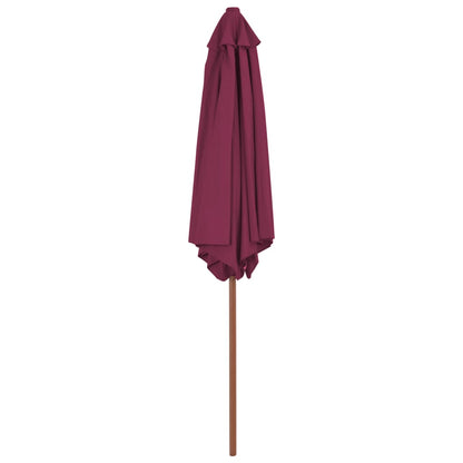 Ombrellone da Esterni con Palo in Legno 270 cm Rosso Bordeaux - homemem39