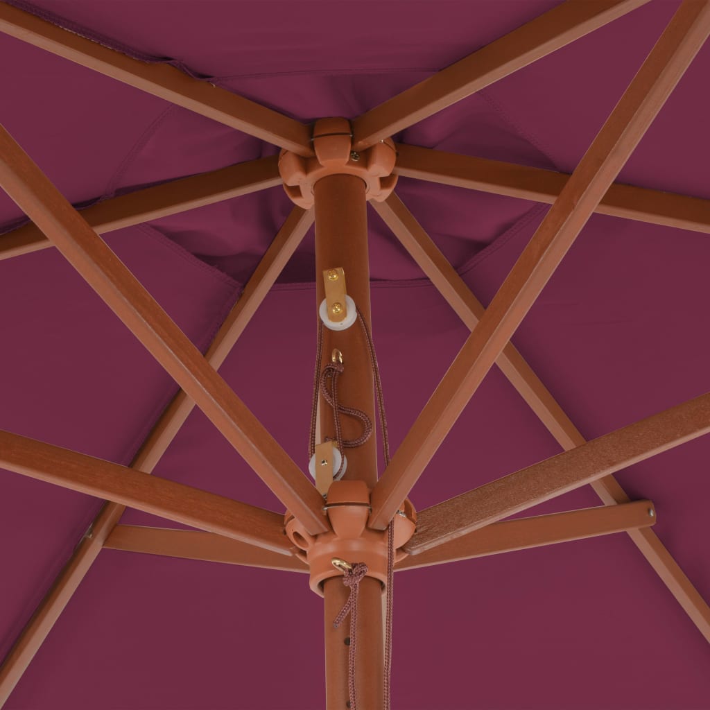 Ombrellone da Esterni con Palo in Legno 270 cm Rosso Bordeaux - homemem39