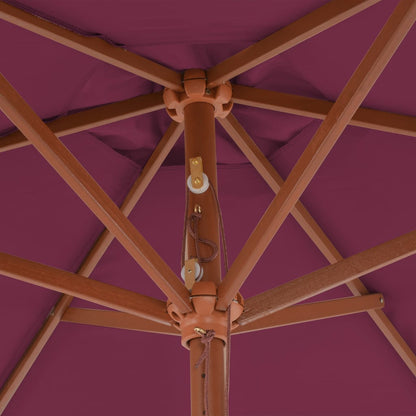 Ombrellone da Esterni con Palo in Legno 270 cm Rosso Bordeaux - homemem39