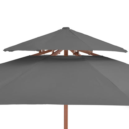 Ombrellone a Due Livelli con Palo in Legno 270 cm Antracite - homemem39