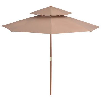 Ombrellone a Due Livelli con Palo in Legno 270 cm Grigio Talpa - homemem39