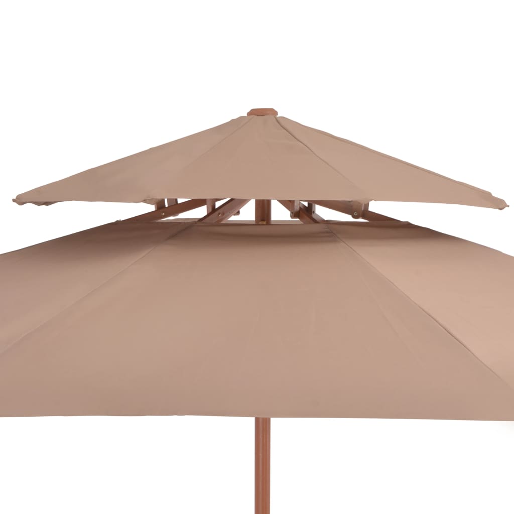 Ombrellone a Due Livelli con Palo in Legno 270 cm Grigio Talpa - homemem39