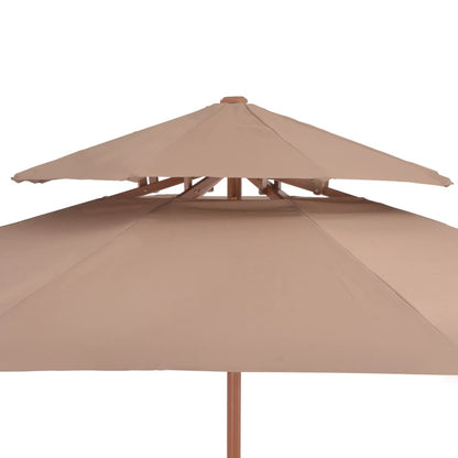 Ombrellone a Due Livelli con Palo in Legno 270 cm Grigio Talpa - homemem39