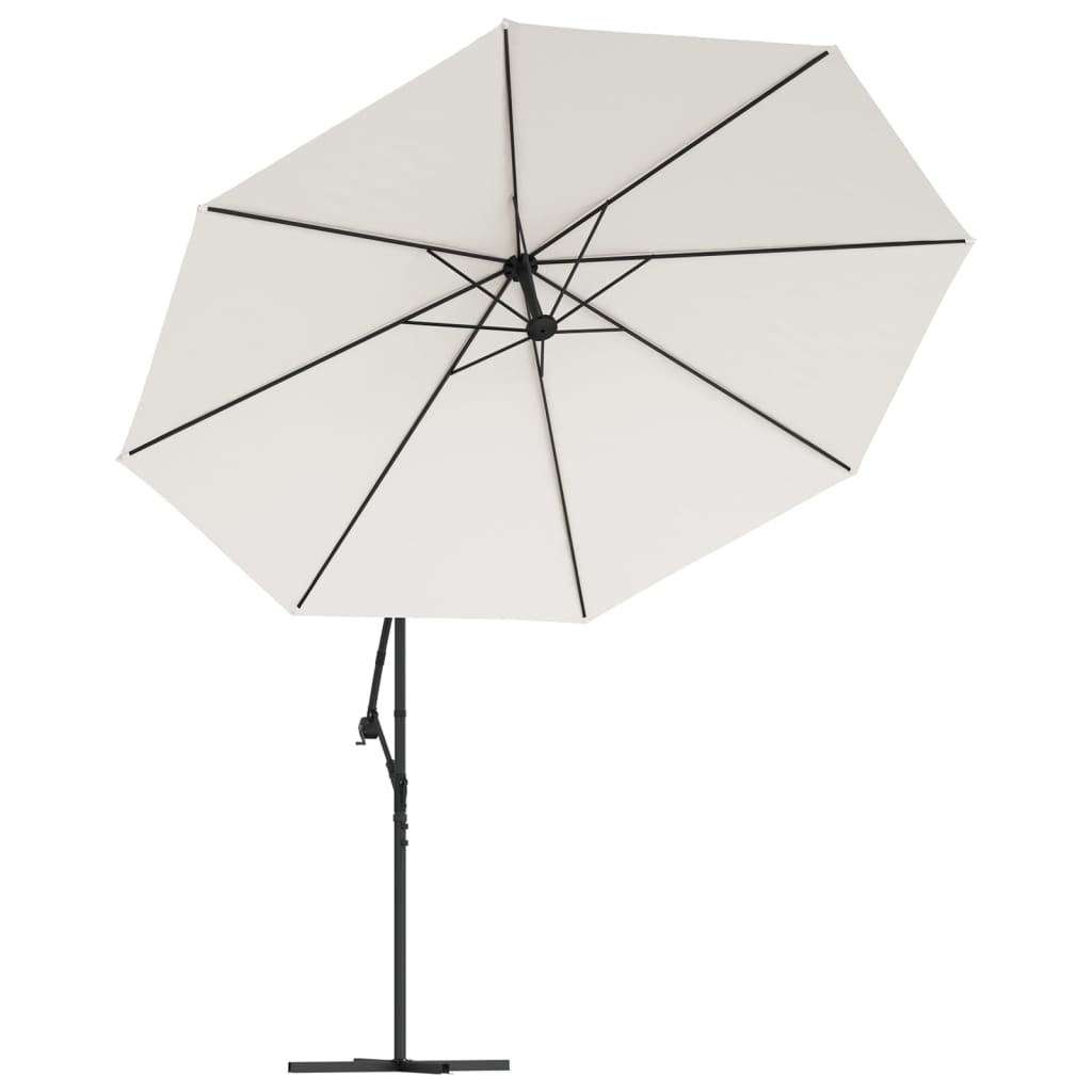 Ombrellone a Sbalzo con LED e Palo in Metallo 350 cm Sabbia | homemem39