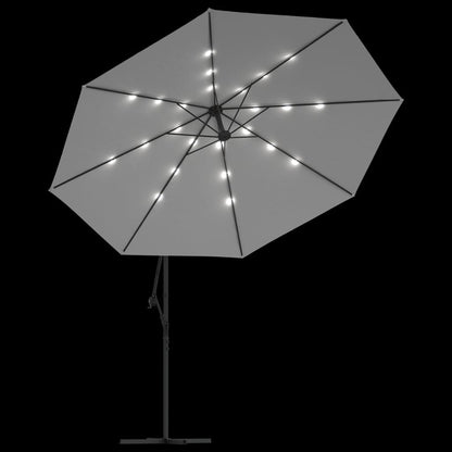 Ombrellone a Sbalzo con LED e Palo in Metallo 350 cm Sabbia | homemem39