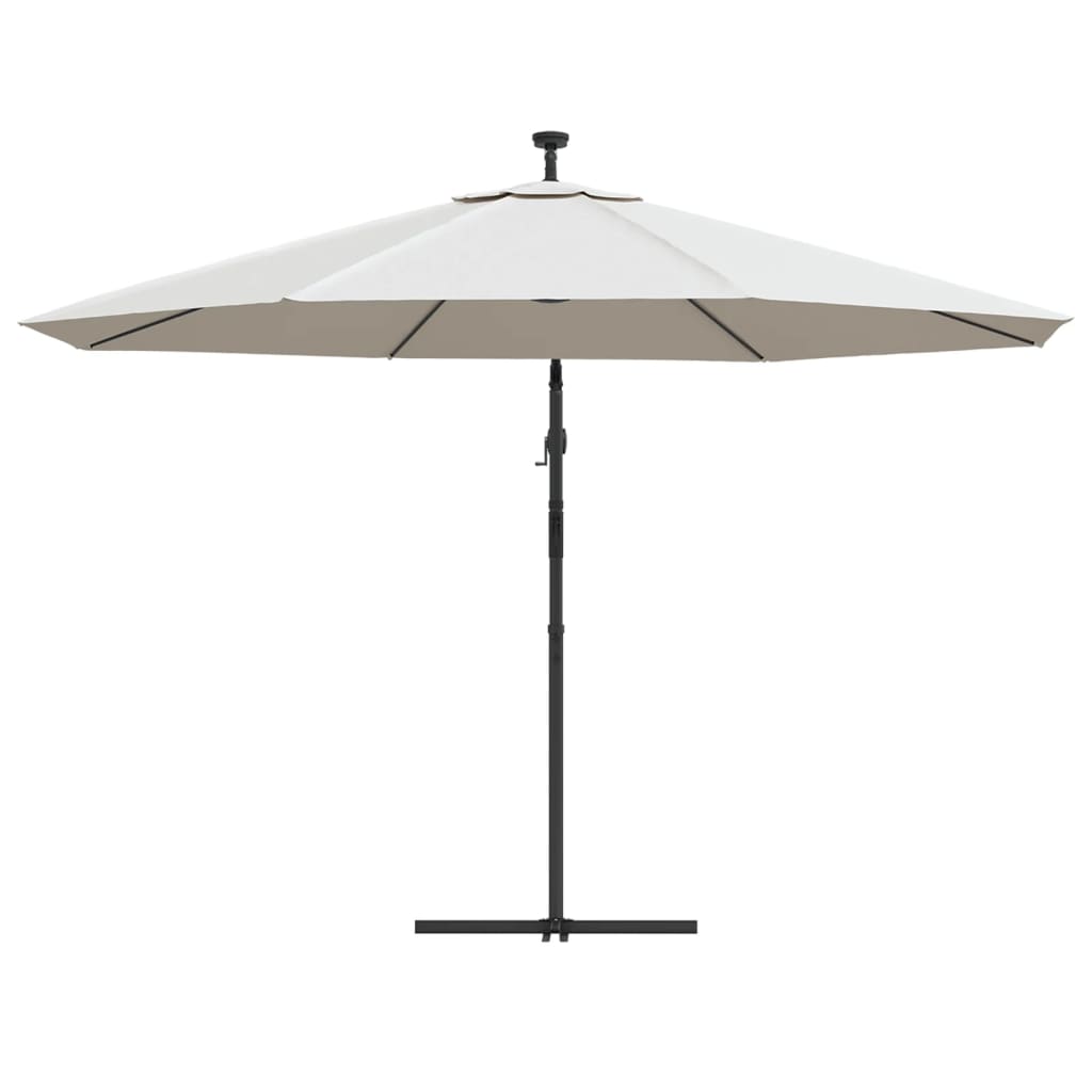 Ombrellone a Sbalzo con LED e Palo in Metallo 350 cm Sabbia | homemem39