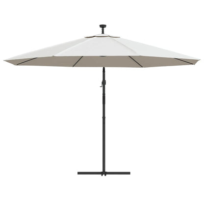 Ombrellone a Sbalzo con LED e Palo in Metallo 350 cm Sabbia | homemem39
