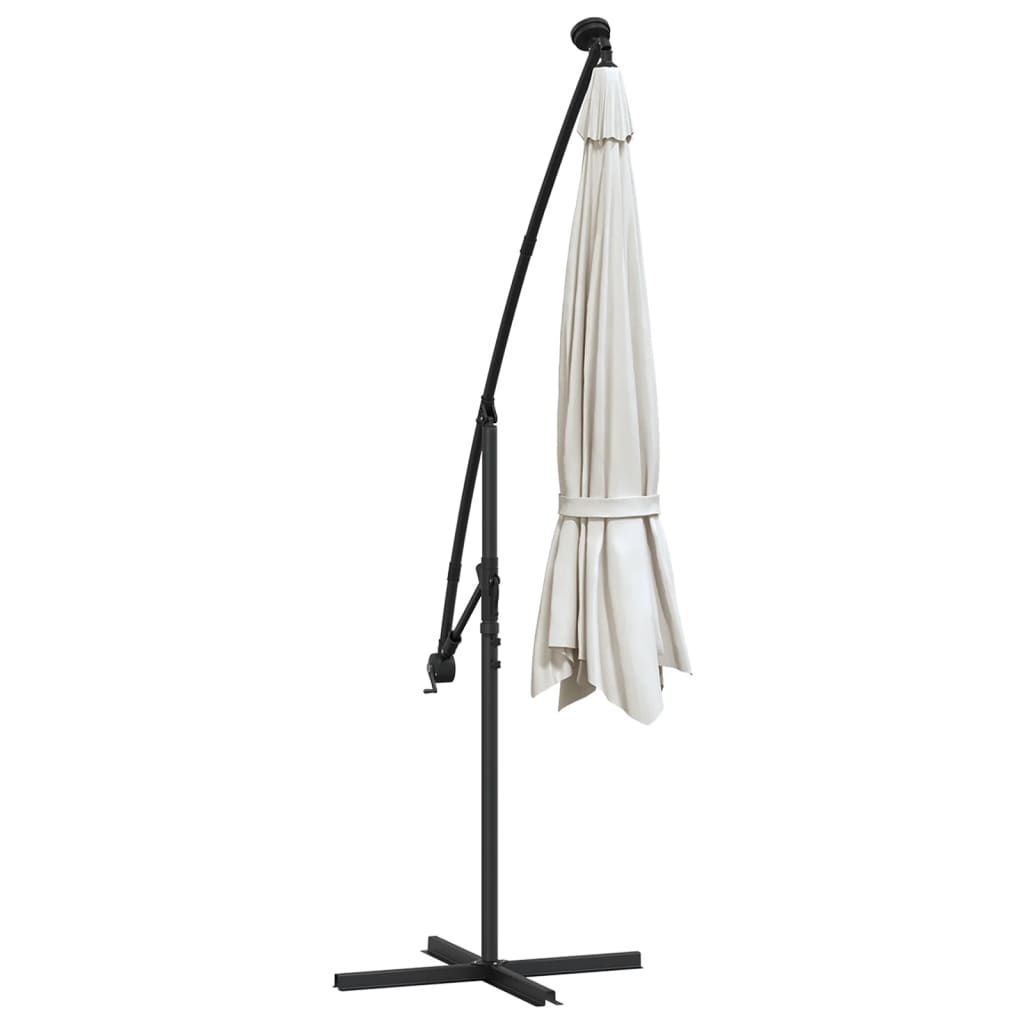 Ombrellone a Sbalzo con LED e Palo in Metallo 350 cm Sabbia | homemem39