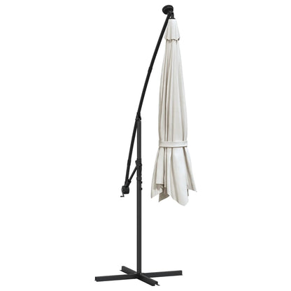 Ombrellone a Sbalzo con LED e Palo in Metallo 350 cm Sabbia | homemem39