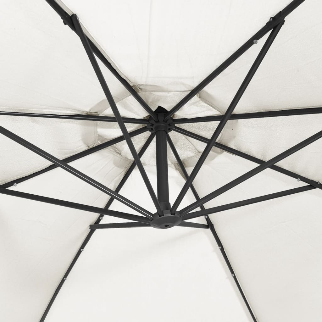 Ombrellone a Sbalzo con LED e Palo in Metallo 350 cm Sabbia | homemem39
