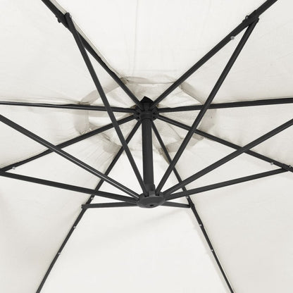 Ombrellone a Sbalzo con LED e Palo in Metallo 350 cm Sabbia | homemem39