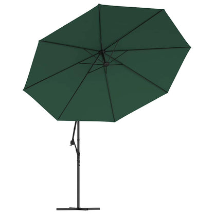 Ombrellone a Sbalzo con LED e Palo in Metallo 350 cm Verde | homemem39